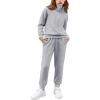 Arshiner Girls 2 Piece Outfits Sweatsuit Set Half Zip Lapel Collar Long Sleeve Sweatshirt Sweatpant Tracksuit Sets(Light Grey)