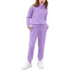 Arshiner Girls 2 Piece Outfits Sweatsuit Set Half Zip Lapel Collar Long Sleeve Sweatshirt Sweatpant Tracksuit Sets(Purple)