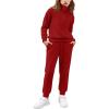 Arshiner Girls 2 Piece Outfits Sweatsuit Set Half Zip Lapel Collar Long Sleeve Sweatshirt Sweatpant Tracksuit Sets(Wine Red)