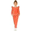 Arshiner Girls 2 Piece Outfits Velour Tracksuit Cute Clothes Sweatsuit Ruffle Pullover Sweatshirt Sweatpants Clothing Sets(Orange)