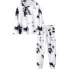 Arshiner Girl’s 2 Piece Tie-dye Pullover Hooded Sweatshirt Set Sweatsuits and Sweatpants(Black & White)