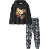 Arshiner Girl’s 2 Piece Tie-dye Pullover Hooded Sweatshirt Set Sweatsuits and Sweatpants(Black-camouflage)