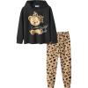 Arshiner Girl’s 2 Piece Tie-dye Pullover Hooded Sweatshirt Set Sweatsuits and Sweatpants(Black-leopard)