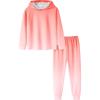 Arshiner Girl’s 2 Piece Tie-dye Pullover Hooded Sweatshirt Set Sweatsuits and Sweatpants(Gradient Coral White)