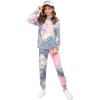 Arshiner Girl’s 2 Piece Tie-dye Pullover Hooded Sweatshirt Set Sweatsuits and Sweatpants(Grey&pink)
