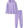Arshiner Girl’s 2 Piece Tie-dye Pullover Hooded Sweatshirt Set Sweatsuits and Sweatpants(Light Purple)