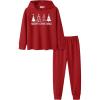 Arshiner Girl’s 2 Piece Tie-dye Pullover Hooded Sweatshirt Set Sweatsuits and Sweatpants(Red)