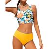 Arshiner Girls Bikini Beach Swimwear 2 Piece Swimsuits Floral Printing Bathing Suits for 4-15 Years(Big Flower in White)