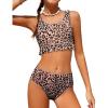 Arshiner Girls Bikini Beach Swimwear 2 Piece Swimsuits Floral Printing Bathing Suits for 4-15 Years(Leopard Pattern)