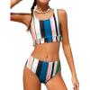 Arshiner Girls Bikini Beach Swimwear 2 Piece Swimsuits Floral Printing Bathing Suits for 4-15 Years(Stripes Pattern)