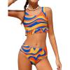 Arshiner Girls Bikini Beach Swimwear 2 Piece Swimsuits Floral Printing Bathing Suits for 4-15 Years(Yellow Blue Fluid)