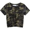 Arshiner Girls Casual Tie Dye Short-Sleeve T-Shirt Cute Print Summer Blouse for Girls Twist Front Tunic Tee Tops(Army Green)