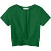 Arshiner Girls Casual Tie Dye Short-Sleeve T-Shirt Cute Print Summer Blouse for Girls Twist Front Tunic Tee Tops(Forest Green)