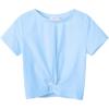 Arshiner Girls Casual Tie Dye Short-Sleeve T-Shirt Cute Print Summer Blouse for Girls Twist Front Tunic Tee Tops(Light Blue)