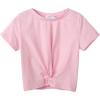 Arshiner Girls Casual Tie Dye Short-Sleeve T-Shirt Cute Print Summer Blouse for Girls Twist Front Tunic Tee Tops(Pink)