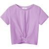 Arshiner Girls Casual Tie Dye Short-Sleeve T-Shirt Cute Print Summer Blouse for Girls Twist Front Tunic Tee Tops(Purple)