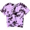 Arshiner Girls Casual Tie Dye Short-Sleeve T-Shirt Cute Print Summer Blouse for Girls Twist Front Tunic Tee Tops(Purple/Black Tie Dye)