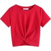 Arshiner Girls Casual Tie Dye Short-Sleeve T-Shirt Cute Print Summer Blouse for Girls Twist Front Tunic Tee Tops(Red)