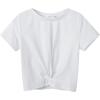 Arshiner Girls Casual Tie Dye Short-Sleeve T-Shirt Cute Print Summer Blouse for Girls Twist Front Tunic Tee Tops(White)