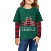 Arshiner Girls Christmas Halloween Long Sleeve Shirts Graphic Stripe Plaid Patchwork Top Tee(Christams Green Trees)