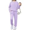 Arshiner Girls Clothes Crew Neck Long Sleeve Tops and Pants Set with Pockets Fall Outfits 5-13 Years(Lilac)