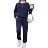 Arshiner Girls Clothes Crew Neck Long Sleeve Tops and Pants Set with Pockets Fall Outfits 5-13 Years(Navy)