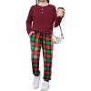 Arshiner Girls Clothes Crew Neck Long Sleeve Tops and Pants Set with Pockets Fall Outfits 5-13 Years(Red & Green Plaid)