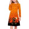 Arshiner Girls Dress Kids Long Sleeve Solid Color Casual T-Shirt Dress(Halloween Orange)