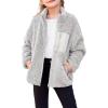 Arshiner Girls Fleece Jacket Sherpa Fall Winter Full Zip Fuzzy Coat Outwear with Pockets(Grey)