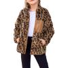 Arshiner Girls Fleece Jacket Sherpa Fall Winter Full Zip Fuzzy Coat Outwear with Pockets(Leopard)