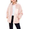 Arshiner Girls Fleece Jacket Sherpa Fall Winter Full Zip Fuzzy Coat Outwear with Pockets(Pink)