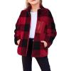 Arshiner Girls Fleece Jacket Sherpa Fall Winter Full Zip Fuzzy Coat Outwear with Pockets(Red Plaid)