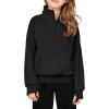 Arshiner Girls Half Zip Sweatshirt Fleece Quarter Zip Pullover Sweatshirts Fall Clothes for Teen Girls Thumb Hole(Black)