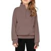 Arshiner Girls Half Zip Sweatshirt Fleece Quarter Zip Pullover Sweatshirts Fall Clothes for Teen Girls Thumb Hole(Coffee)