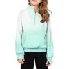 Arshiner Girls Half Zip Sweatshirt Fleece Quarter Zip Pullover Sweatshirts Fall Clothes for Teen Girls Thumb Hole(Gradient Green)