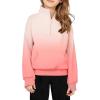 Arshiner Girls Half Zip Sweatshirt Fleece Quarter Zip Pullover Sweatshirts Fall Clothes for Teen Girls Thumb Hole(Gradient Pink)