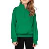 Arshiner Girls Half Zip Sweatshirt Fleece Quarter Zip Pullover Sweatshirts Fall Clothes for Teen Girls Thumb Hole(Green)