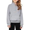 Arshiner Girls Half Zip Sweatshirt Fleece Quarter Zip Pullover Sweatshirts Fall Clothes for Teen Girls Thumb Hole(Grey)