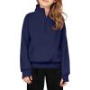 Arshiner Girls Half Zip Sweatshirt Fleece Quarter Zip Pullover Sweatshirts Fall Clothes for Teen Girls Thumb Hole(Navy Blue)