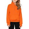 Arshiner Girls Half Zip Sweatshirt Fleece Quarter Zip Pullover Sweatshirts Fall Clothes for Teen Girls Thumb Hole(Orange)