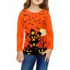 Arshiner Girls Halloween Shirts Cotton Tops for Girl Long Sleeves Classic Style Blouse Tops Tee Blouse(Halloween-orange With Prints)