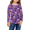 Arshiner Girls Halloween Shirts Cotton Tops for Girl Long Sleeves Classic Style Blouse Tops Tee Blouse(Halloween-purple With Prints)