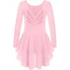 Arshiner Girls Long Sleeve Ballet Leotards with Shinny Skirts Criss-Cross Back Dance Dresses(Ballet Pink)