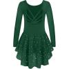 Arshiner Girls Long Sleeve Ballet Leotards with Shinny Skirts Criss-Cross Back Dance Dresses(Green)