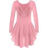 Arshiner Girls Long Sleeve Ballet Leotards with Shinny Skirts Criss-Cross Back Dance Dresses(Hot Pink)