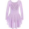 Arshiner Girls Long Sleeve Ballet Leotards with Shinny Skirts Criss-Cross Back Dance Dresses(Lilac)