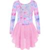 Arshiner Girls Long Sleeve Ballet Leotards with Shinny Skirts Criss-Cross Back Dance Dresses(Multi Star)