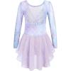 Arshiner Girls Long Sleeve Ballet Leotards with Shinny Skirts Criss-Cross Back Dance Dresses(Purple Mermaid)