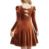Arshiner Girls Long Sleeve Dress Velvet Crew Neck Bow Back Holiday Party Dresses with Pockets(Burnt Orange)