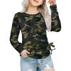 Arshiner Girls Long Sleeve Shirts Ruched Knot Side Tunic Blouse Tee Tops(Camo)